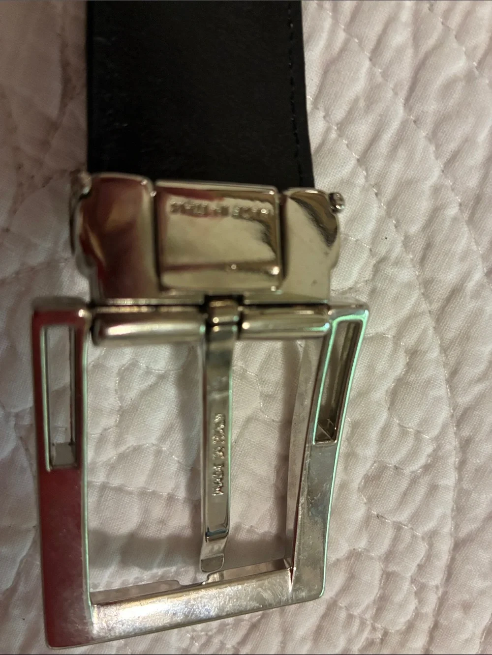 Genuine crocodile two tone belt, buckle made in Italy